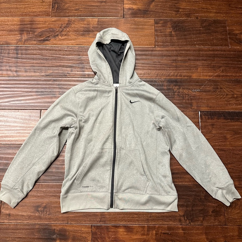 Nike Youth Light Gray Performance Zip-up Sweatshirt Size XL